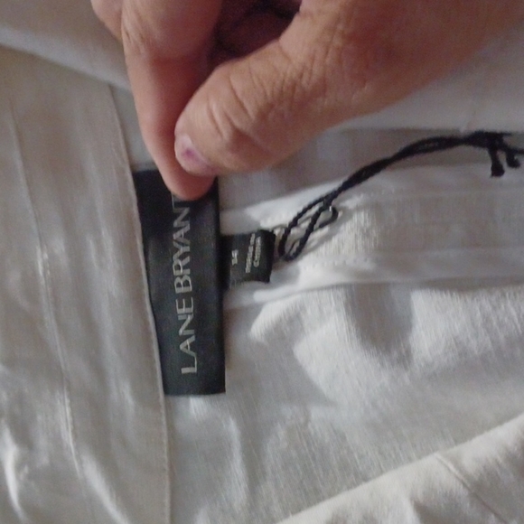 Lane Bryant OFF WHITE Stretch Linen JACKET, belted - NWT, Sz 14, pockets - Picture 4 of 5